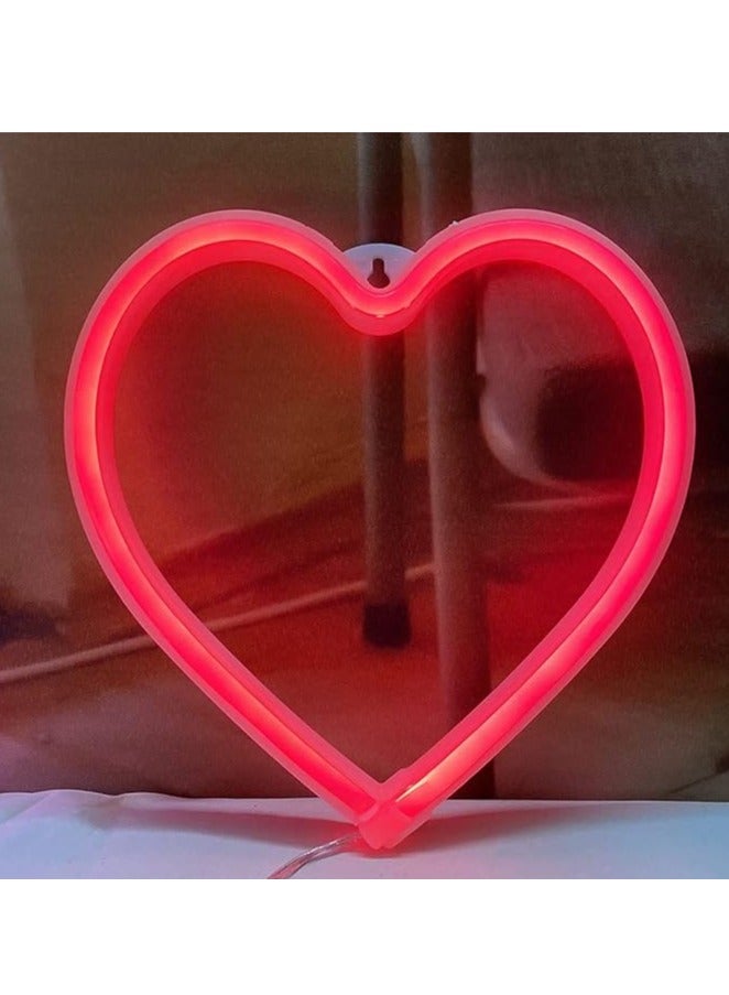 Heart Neon Signs Neon Lights Led Romantic Art Decorative Lamp, Wall Decor Studio Party Kids Room Living Room Wedding Party Table Decoration (Red) | Best Price UAE | Dubai, Abu Dhabi