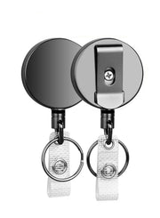 2 Pcs Heavy Duty Retractable Badge Holder Reel, Metal ID Badge Holder with Belt Clip Key Ring for Name Card Keychain