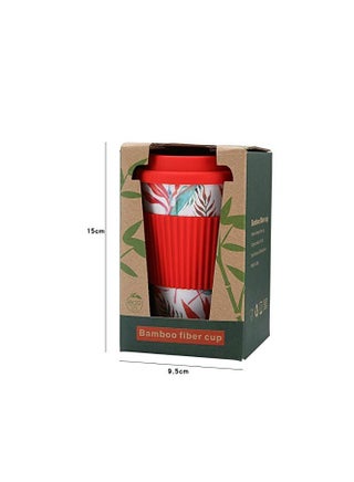 384ML Eco Bamboo Fiber Coffee Mug, Reusable, Portable Eco Mug with Lid and Silicone Handle, Sustainable Organic Bamboo Fiber, BPA Free, Dishwasher & Microwave Safe, Travel-Friendly