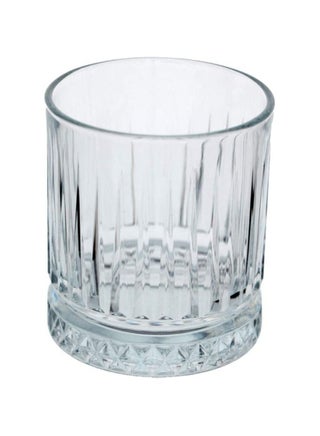 Glasses Set of 4, Transparent, 355 ML Multi Line Design Glass for Drinking Bourbon, Cocktails, Cognac - Old Fashioned Cocktail Tumblers