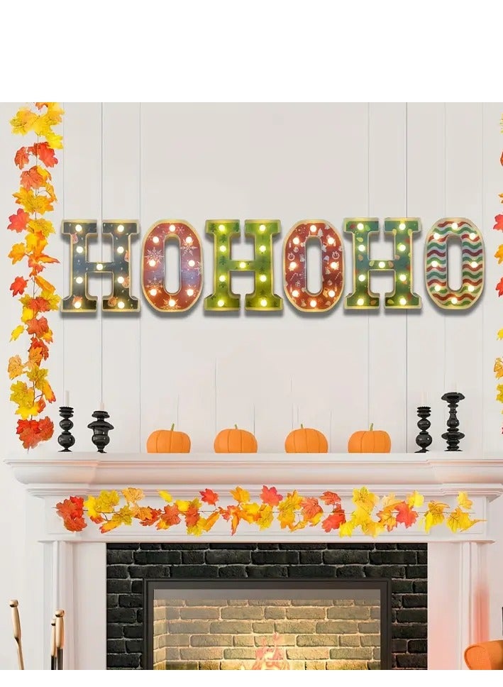 HOHOHO Warm white Letter Christmas Lights - 6pcs Battery-Operated Decorative Sign for Holiday Bedroom & Home Indoor Festivities, AA Batteries Not Included