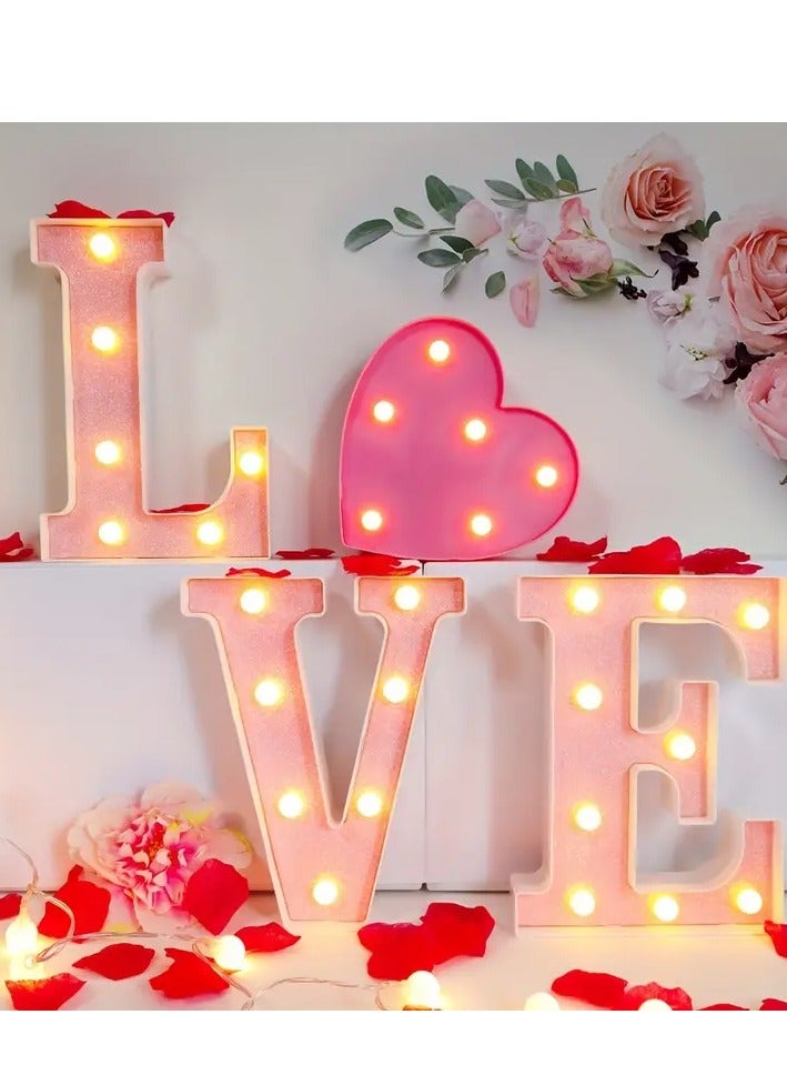 Love Logo Light, 4 LED Love Combination Luminous Letters, Valentine's Day Gift, Wedding Logo, Engagement Logo Love