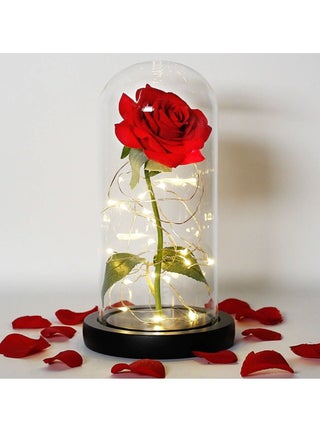 1 Pc Red Forever Rose in Glass Dome with LED