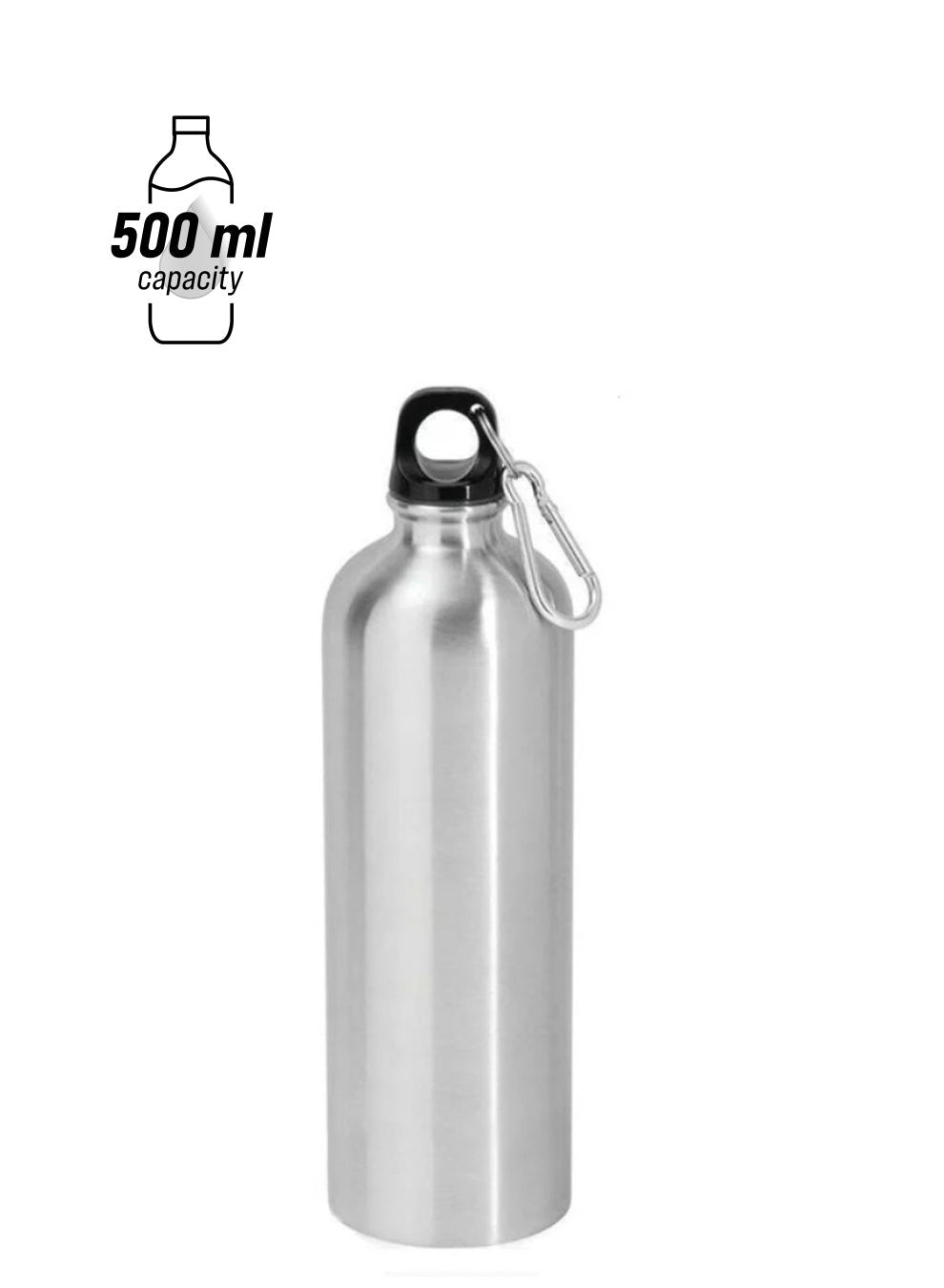 Vacuum Insulated Water Bottle 500ML Stainless Steel Reusable Water Bottle Metal Leak Proof Sports Flask Silver