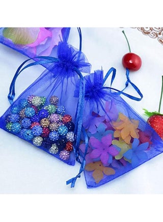 Organza Bags with Drawstrings 7X9 cm Jewelry Pouches Candies Eid Bridal Shower Party Wedding Favor Bags (Royal blue)