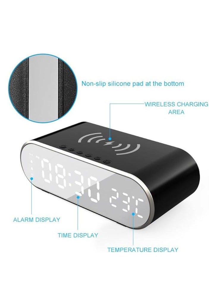 Alarm Clock with Wireless Charging, New 15W Faster Charging, Alarm Clocks for Heavy Sleepers Adults, Digital Alarm Clock for Bedroom, Home, or Office (Black)