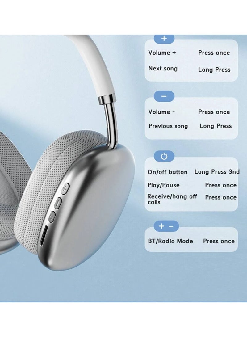 P9 PRO MAX Immersive Active Noise Cancelling Wireless Headphones WHITE