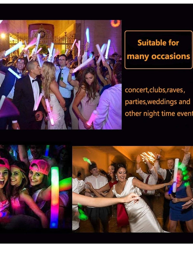 Glow Sticks Bulk Glow in The Dark Party Supplies, LED Foam Sticks with 3 Modes Colorful Flashing Light Up Toys for Party Birthday Wedding Concert 25-PCS