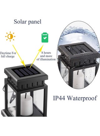 Solar Hanging Lantern Outdoor, 2 Pack Solar Candle Lights with Stake for Garden,Patio,Lawn,Deck , Umbrella,Tent,Tree,Yard,Driveway(Warm White)