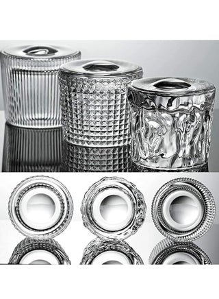 Rotatable Tumbler Crystal Glass Cups,160ML Drinking Glasses with Creative Walnut Coasters