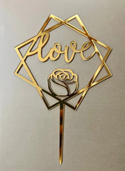 Love Cake Topper, Topper For Various Birthday Party Cake Decoration For Girls Kids Baby Birthday Wedding Mother Cake Decorations Supplies (Gold)