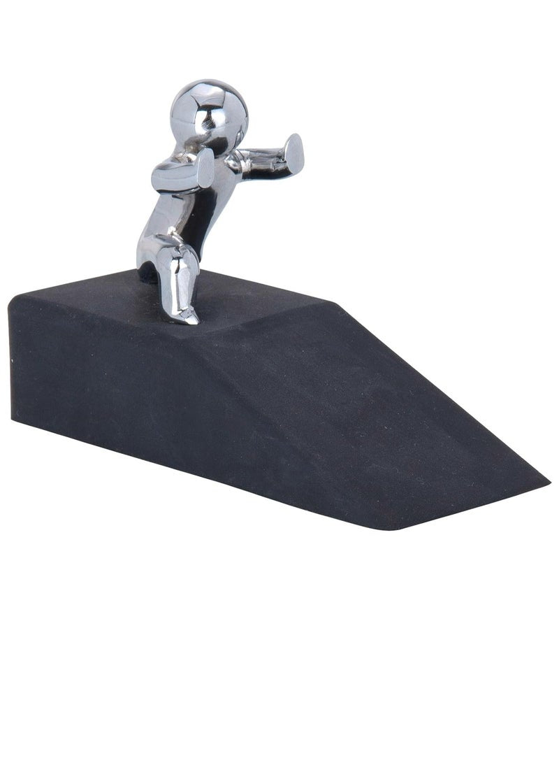 Premium Quality Hercules Doorstop Rubber/Steel, Black/Chrome