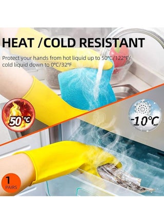 Household Latex Glove, Gloves, Rubber Dishwashing Extra Thickness, Long Sleeves, Kitchen Cleaning, Working, Painting, Gardening, Pet Care, Large YELLOW