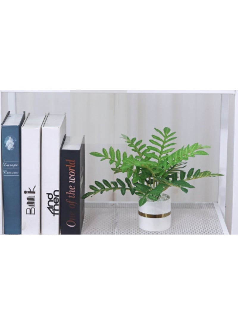 Ceramic Basin Simulation Green Plant Potted Decoration(Spring Feather)