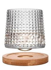 Rotatable Tumbler Crystal Glass Cups,160ML Drinking Glasses with Creative Walnut Coasters