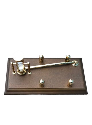 Wood Based Pen Stand with Three Minute Sand Timer and Card Holder Brown And Gold