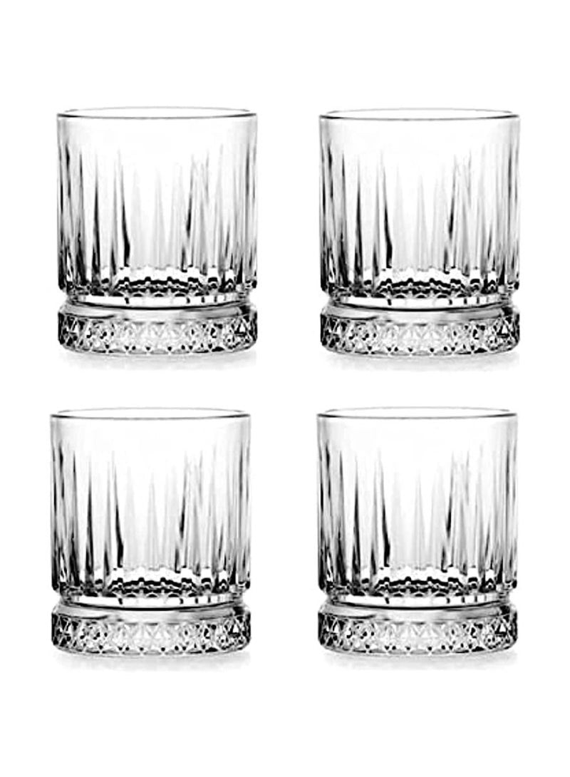 Glasses Set of 6, Transparent, 355 ML Multi Line Design Glass for Drinking Bourbon, Cocktails, Cognac - Old Fashioned Cocktail Tumblers