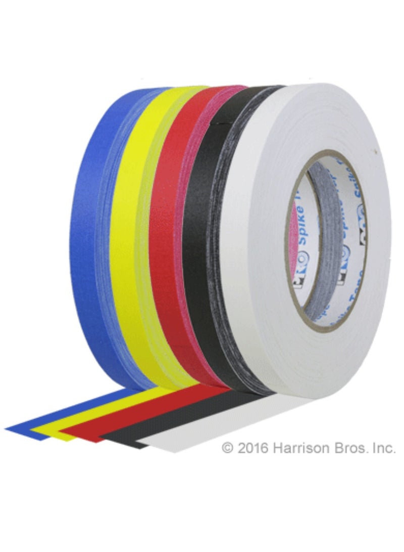 UV Blacklight Reactive Spike Tape, Fluorescent Adhesive Tapes Dry Erase Neon for Parties Whiteboard Art Tape Craft Decorations Cloth Floors Stages (6 Pack White,Blue,Yellow,black,Pink,Red)