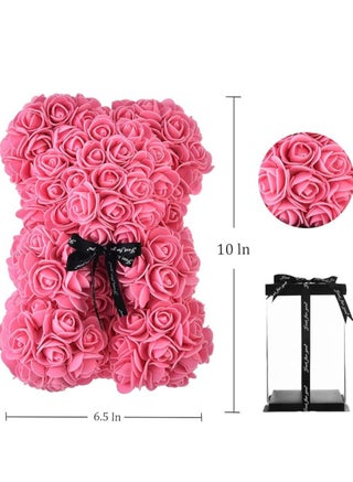 Rose Bear Gift Rose Teddy Bear On Every Rose Bear Flower Bear Perfect for Anniversaries Clear Gift Box Included Pink 10Inch Height