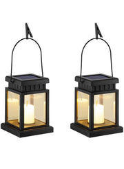 Solar Hanging Lantern Outdoor, 2 Pack Solar Candle Lights with Stake for Garden,Patio,Lawn,Deck , Umbrella,Tent,Tree,Yard,Driveway(Warm White)