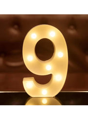 LEDs Numbers Light Standing Sign with Bulbs Night Lamp Warm White 9