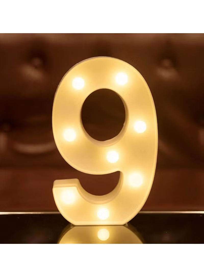 LEDs Numbers Light Standing Sign with Bulbs Night Lamp Warm White 9