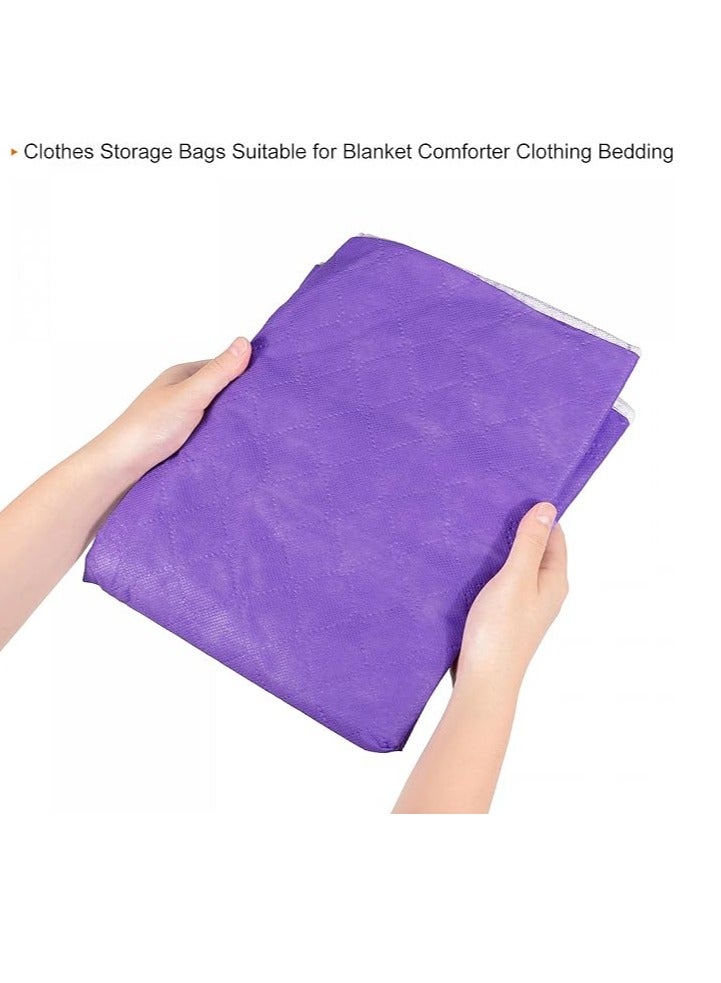 Clothes Storage Bag Foldable Storage Bins for Clothes, Comforters Storage Bags with Reinforced Handle Sturdy Zipper Closet Organizer with Clear Window Purple