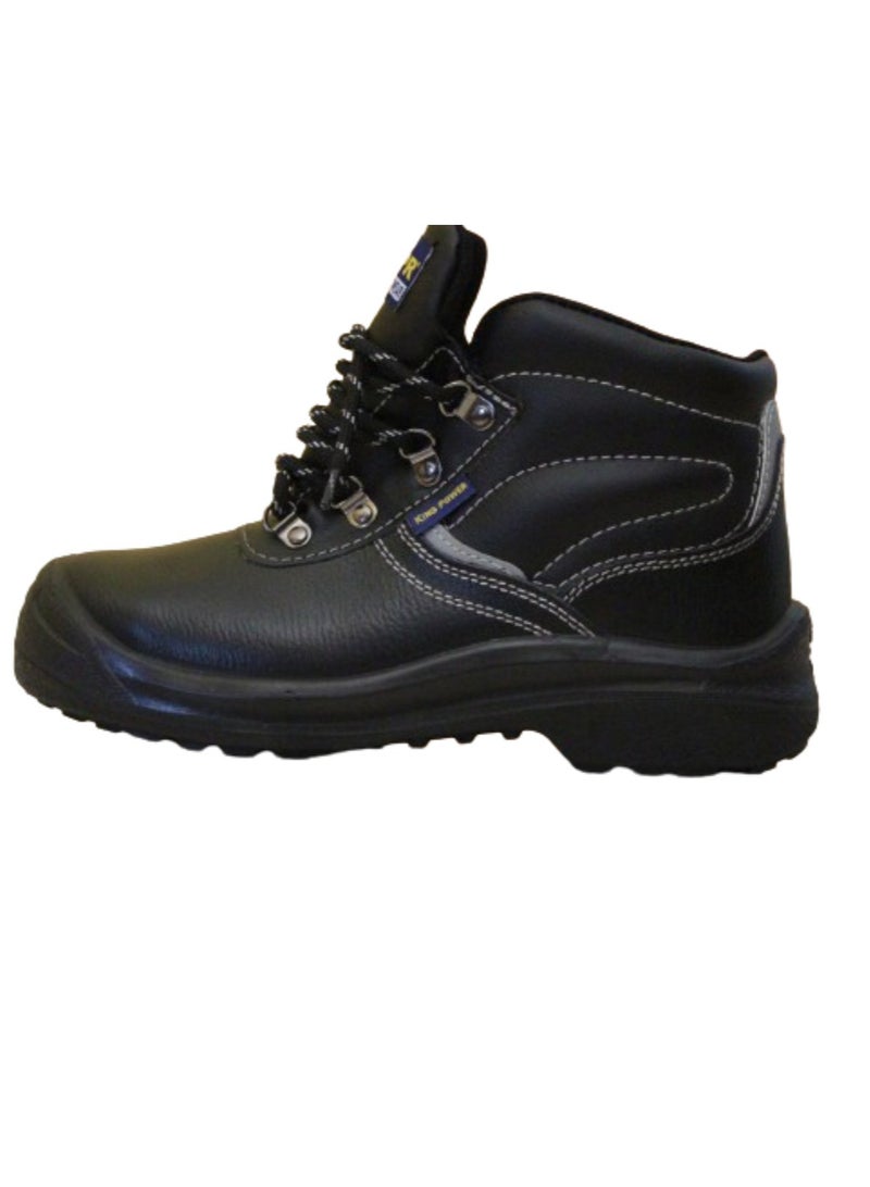 Steel Toe Boots for Men Work Boots Industrial Construction Non-Slip Water Proof Leather Shoes High Top Anti-Puncture Safety Boots Breathable Comfortable Size:UK 5.5(BLACK)