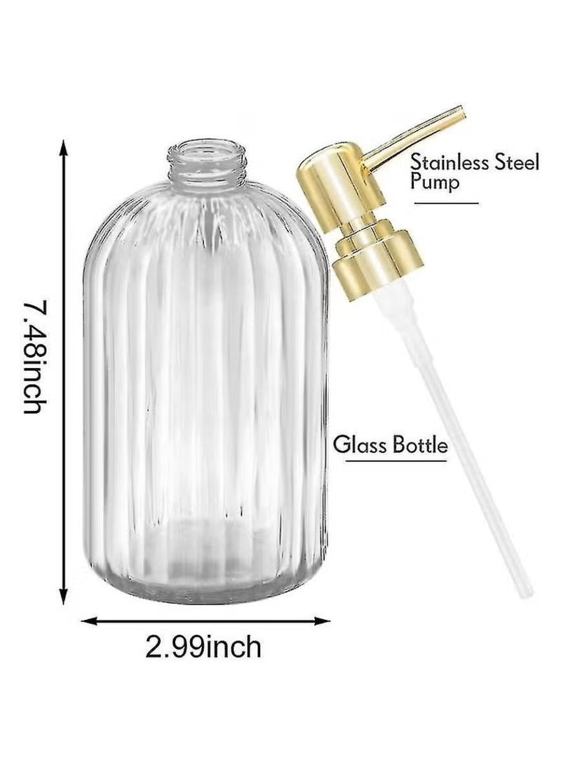 2PACK 18 Oz Glass Soap Dispenser with Rust Proof Stainless Steel Pump, Home Appliances Accessories Soap Dispenser