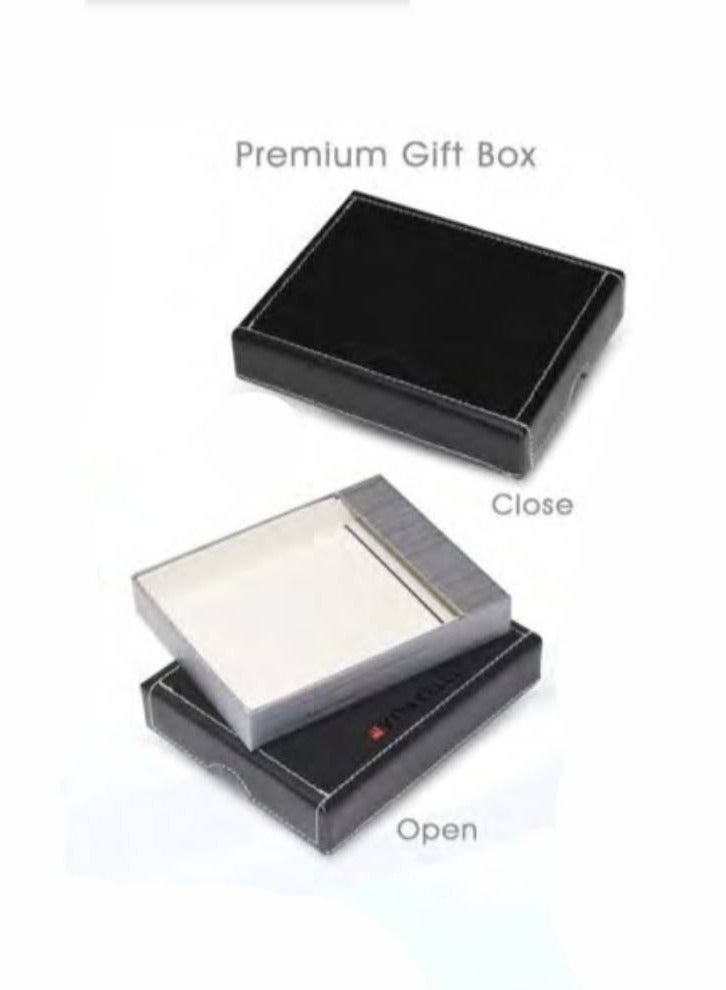 Premium Wallet Gift Box, Folding Wallet Gift Boxes for Presents With Lid,Very Suitable for Festival, Birthday, Anniversary, etc Black And Grey (14cm x 12cm x 3.5cm)