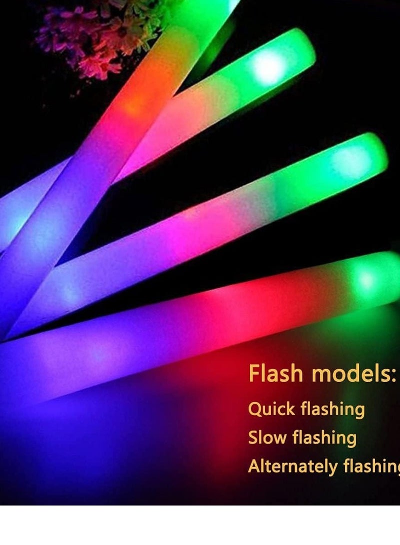 Glow Sticks Bulk Glow in The Dark Party Supplies, LED Foam Sticks with 3 Modes Colorful Flashing Light Up Toys for Party Birthday Wedding Concert 25-PCS