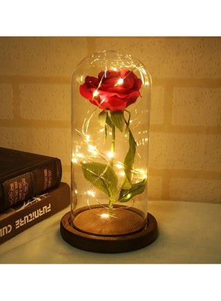 1 Pc Red Forever Rose in Glass Dome with LED