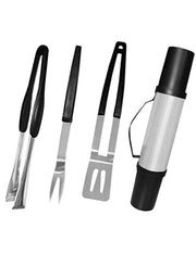 3-Piece BBQ Grill Tool Set Silver/Black