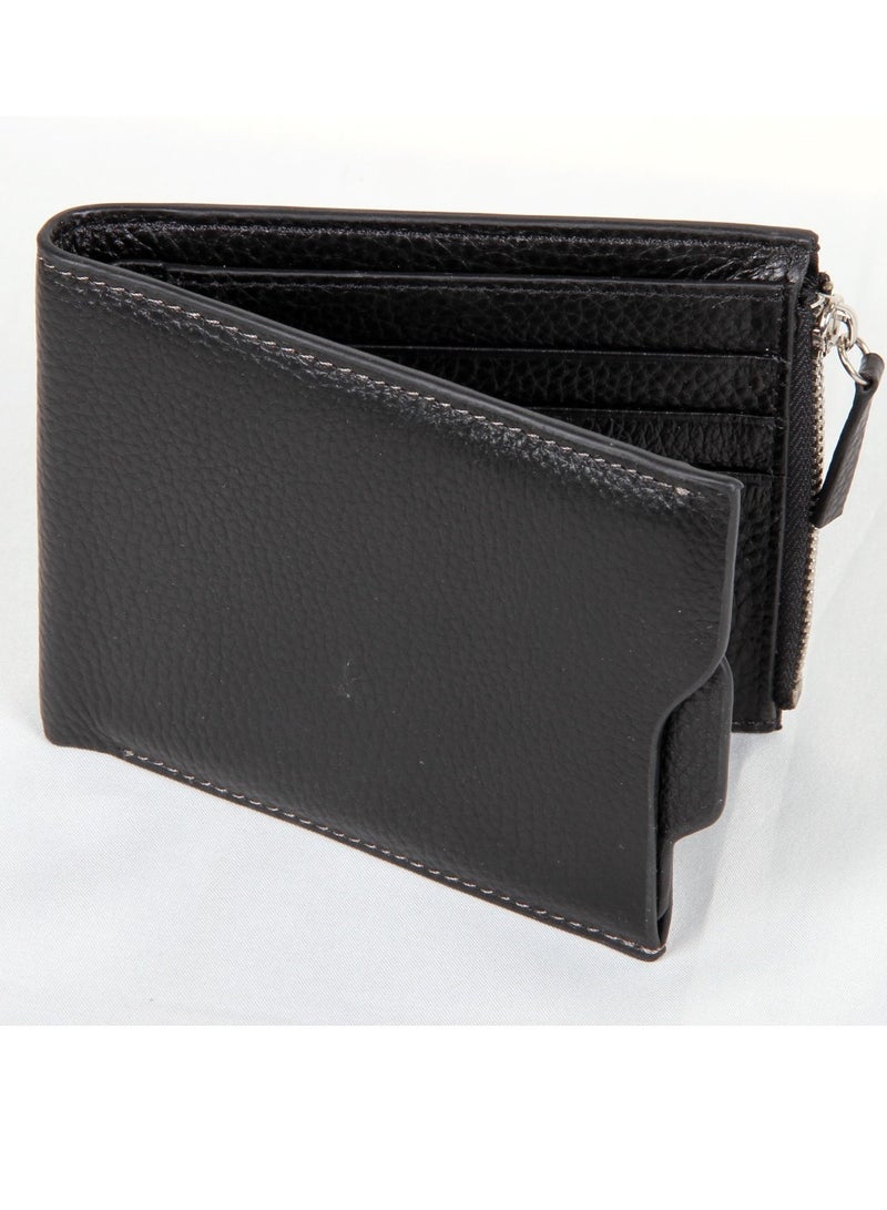 Slim Wallet for Men Genuine Leather Protected Purse Black