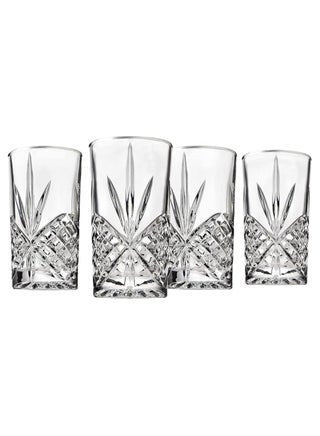 Highball Glasses Set of 2, 250ml Cups, Textured Designer Glassware for Drinking Water, or Soda, Trendy and Elegant Dishware, Dishwasher Safe