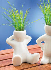 Human Shaped Succulent Planters Cute Ceramic Succulent Plant Pot Creative Mini White Pot Small
