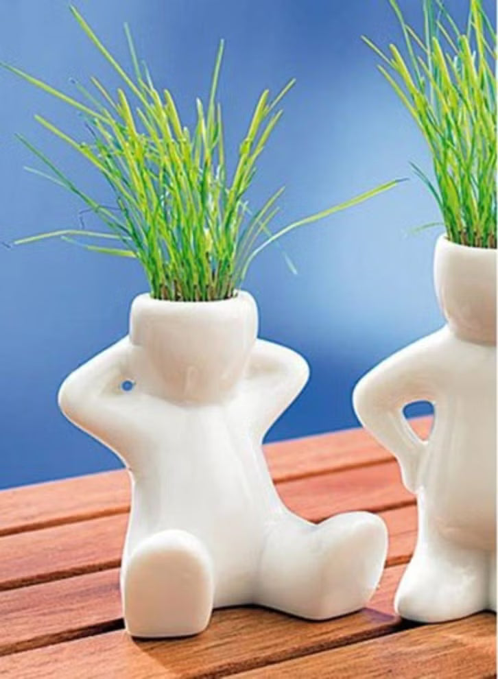 Human Shaped Succulent Planters Cute Ceramic Succulent Plant Pot Creative Mini White Pot Small