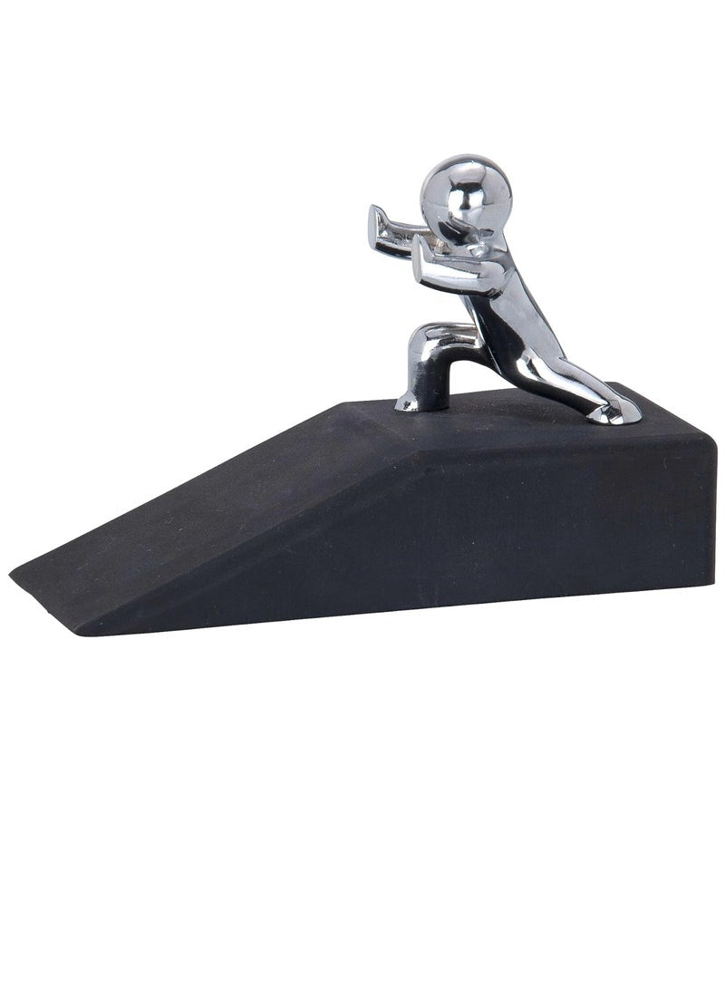 Premium Quality Hercules Doorstop Rubber/Steel, Black/Chrome