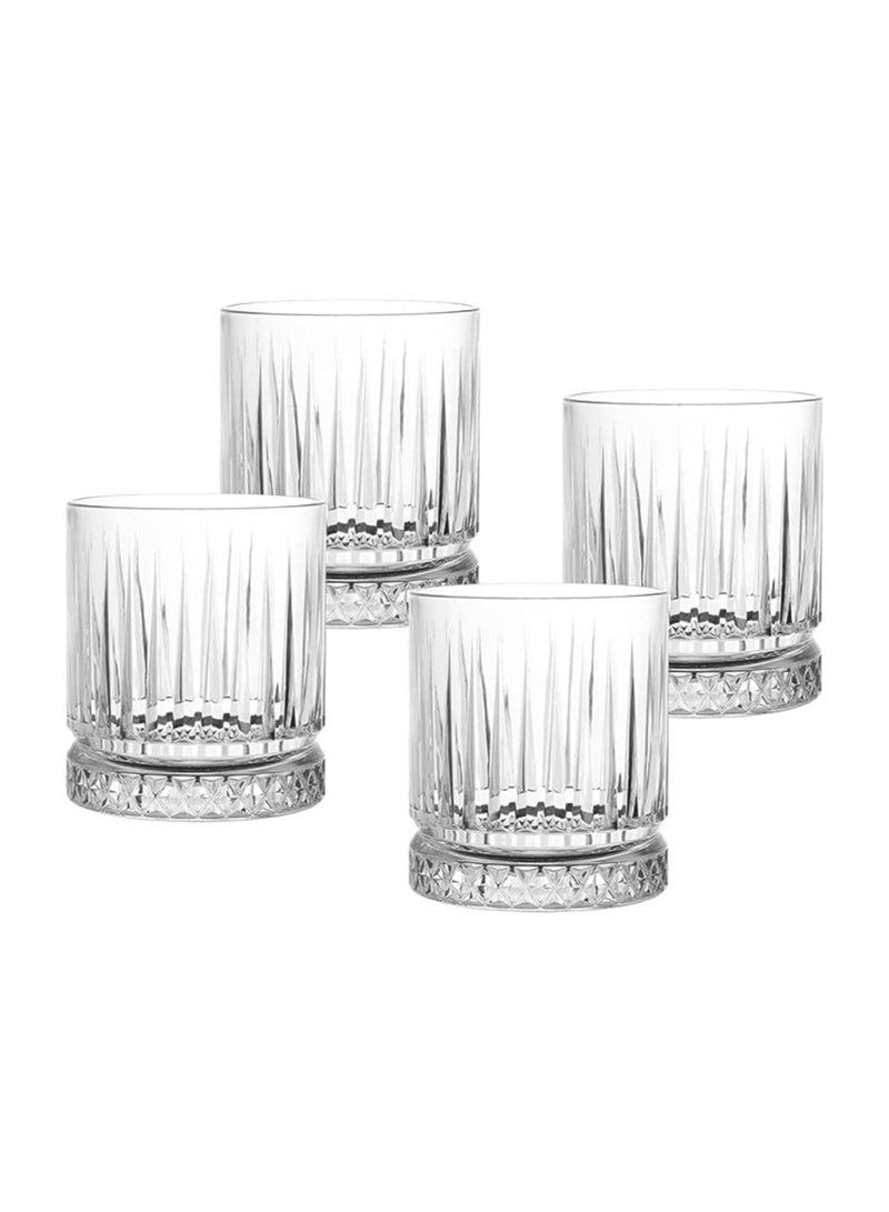 Glasses Set of 6, Transparent, 355 ML Multi Line Design Glass for Drinking Bourbon, Cocktails, Cognac - Old Fashioned Cocktail Tumblers