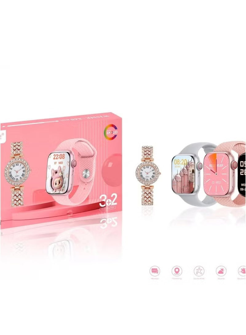 Wisme X60 Mini Smart Watch Pink – 3-Step Smart Health Tracking, AMOLED Display