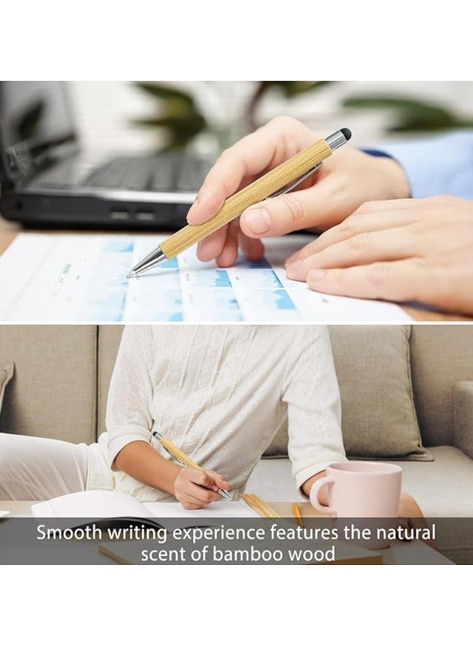 Vitacelli Bamboo Pens Bulk with Touch Stylus Tip Wooden Bamboo Pens Engraving Wooden Ballpoint Pen Customizable Gift Pen Black Ink Pack of 10 | Best Price UAE | Dubai, Abu Dhabi
