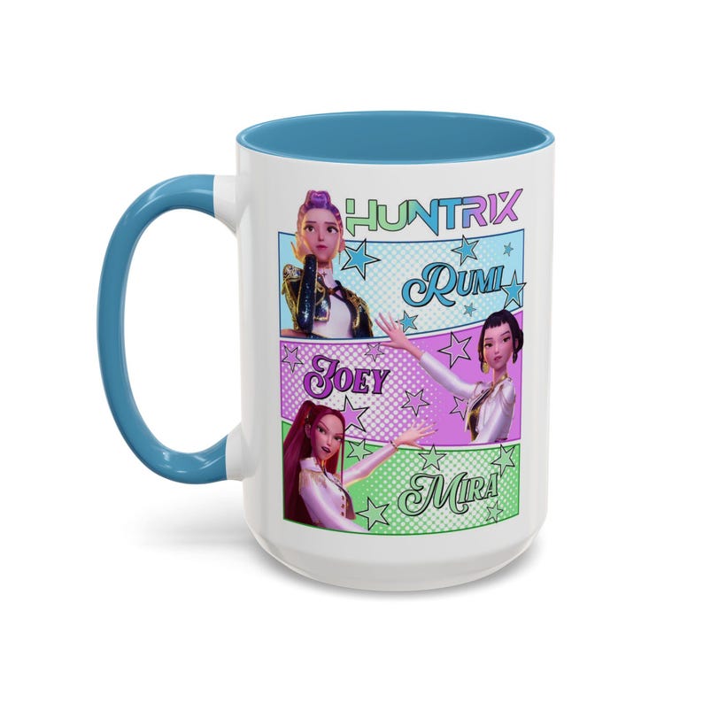 Huntrix Kpop Demon Hunters Inspired Coffee Mug, Rumi Zoey Mira Design, Gift for Kpop Fans Unique Mug, Ceramic Mug, Tea Cup