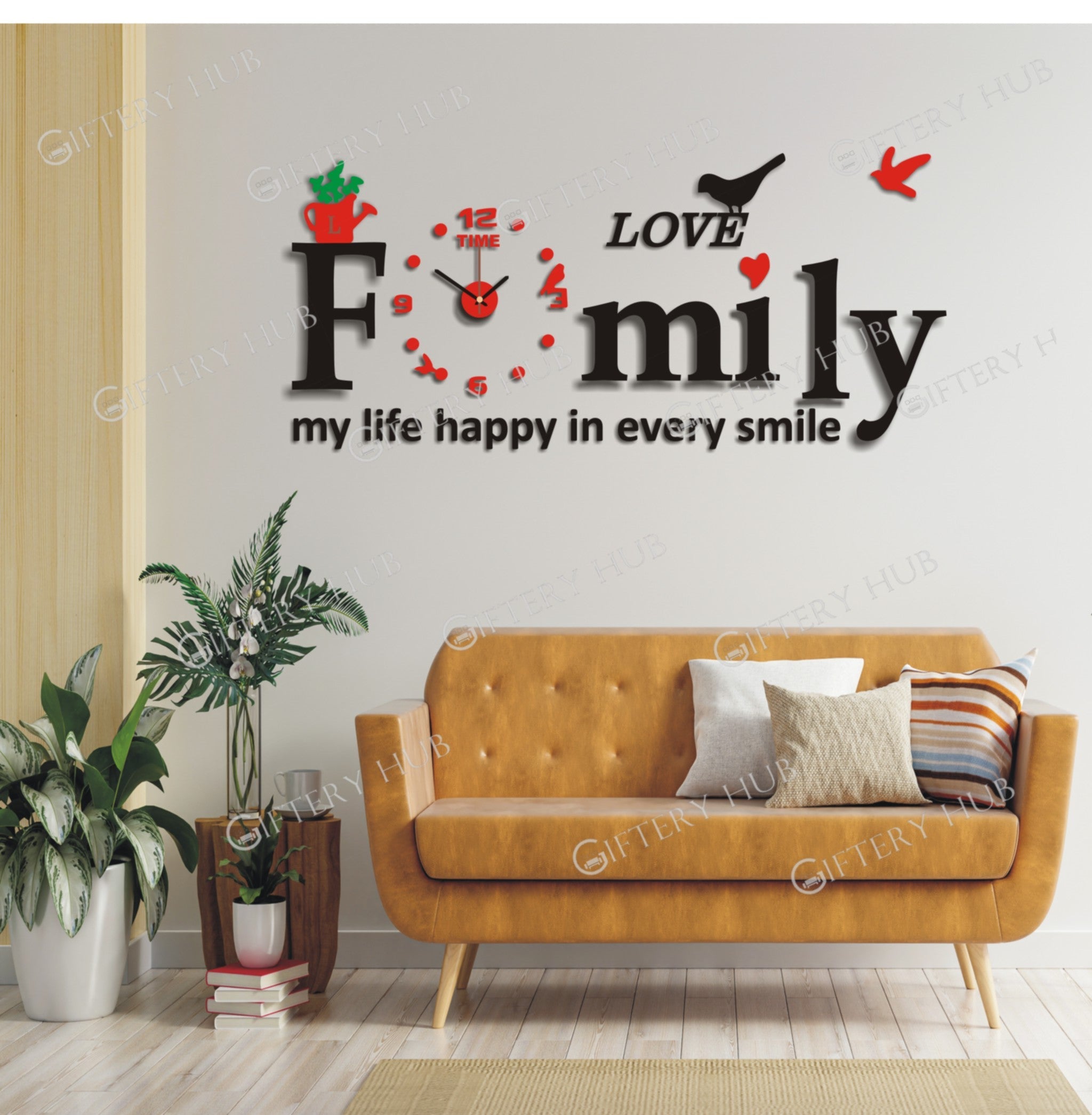 Family with 3d Clock For Home