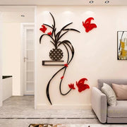ACRYLIC SHELF VASE RED AND BLACK FOR HOME DECOR